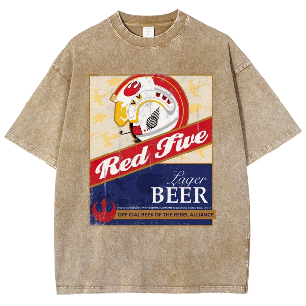  Space Lager Label Parody Washed T-Shirt 