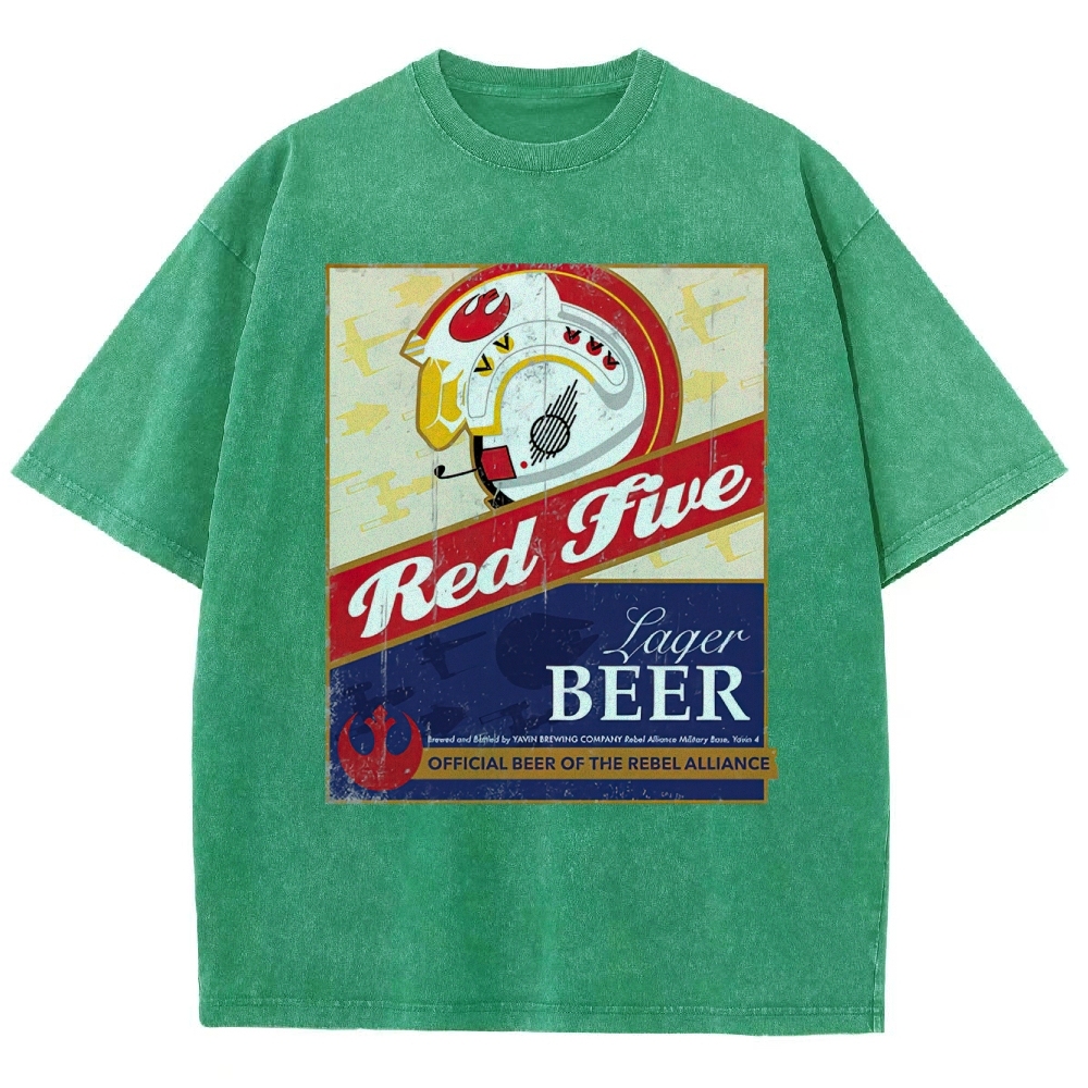  Space Lager Label Parody Washed T-Shirt 