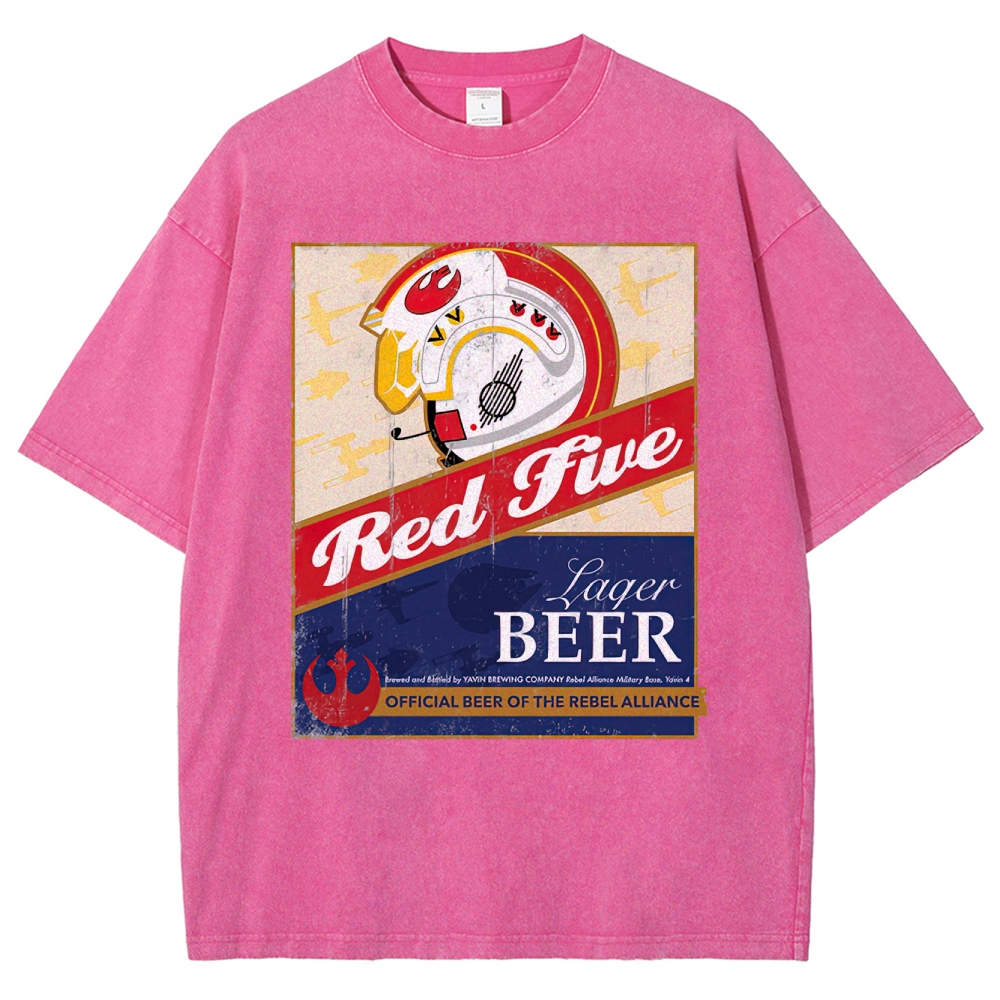  Space Lager Label Parody Washed T-Shirt 