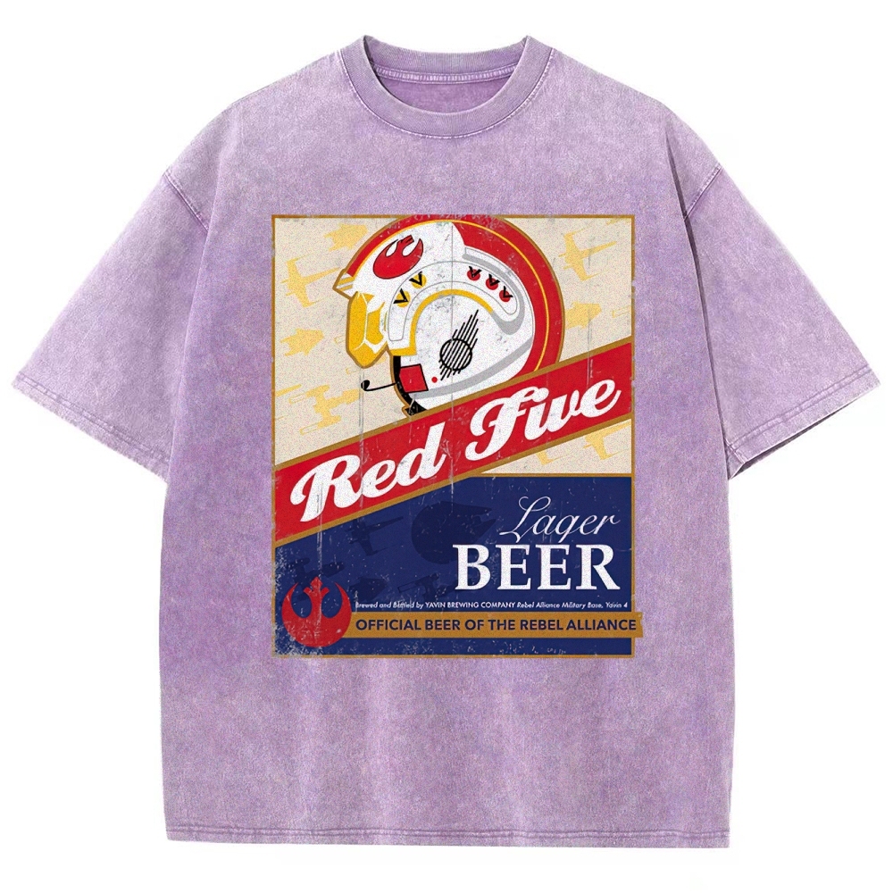  Space Lager Label Parody Washed T-Shirt 