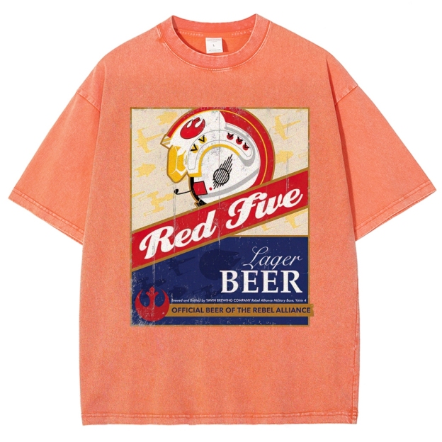  Space Lager Label Parody Washed T-Shirt 