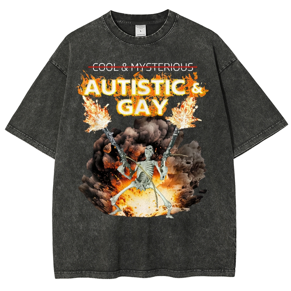 Skeleton Fire Rebellion Washed T-Shirt