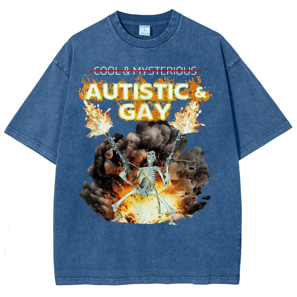 Skeleton Fire Rebellion Washed T-Shirt