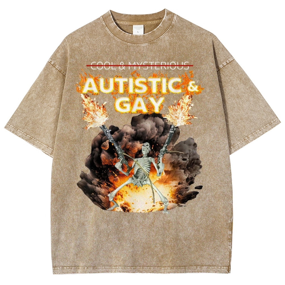 Skeleton Fire Rebellion Washed T-Shirt