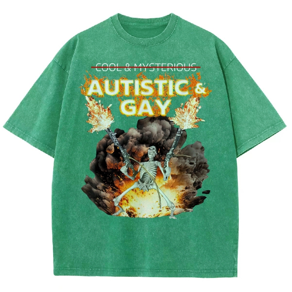 Skeleton Fire Rebellion Washed T-Shirt