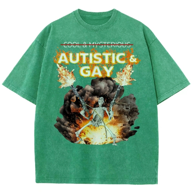 Skeleton Fire Rebellion Washed T-Shirt