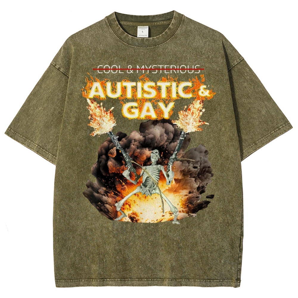 Skeleton Fire Rebellion Washed T-Shirt