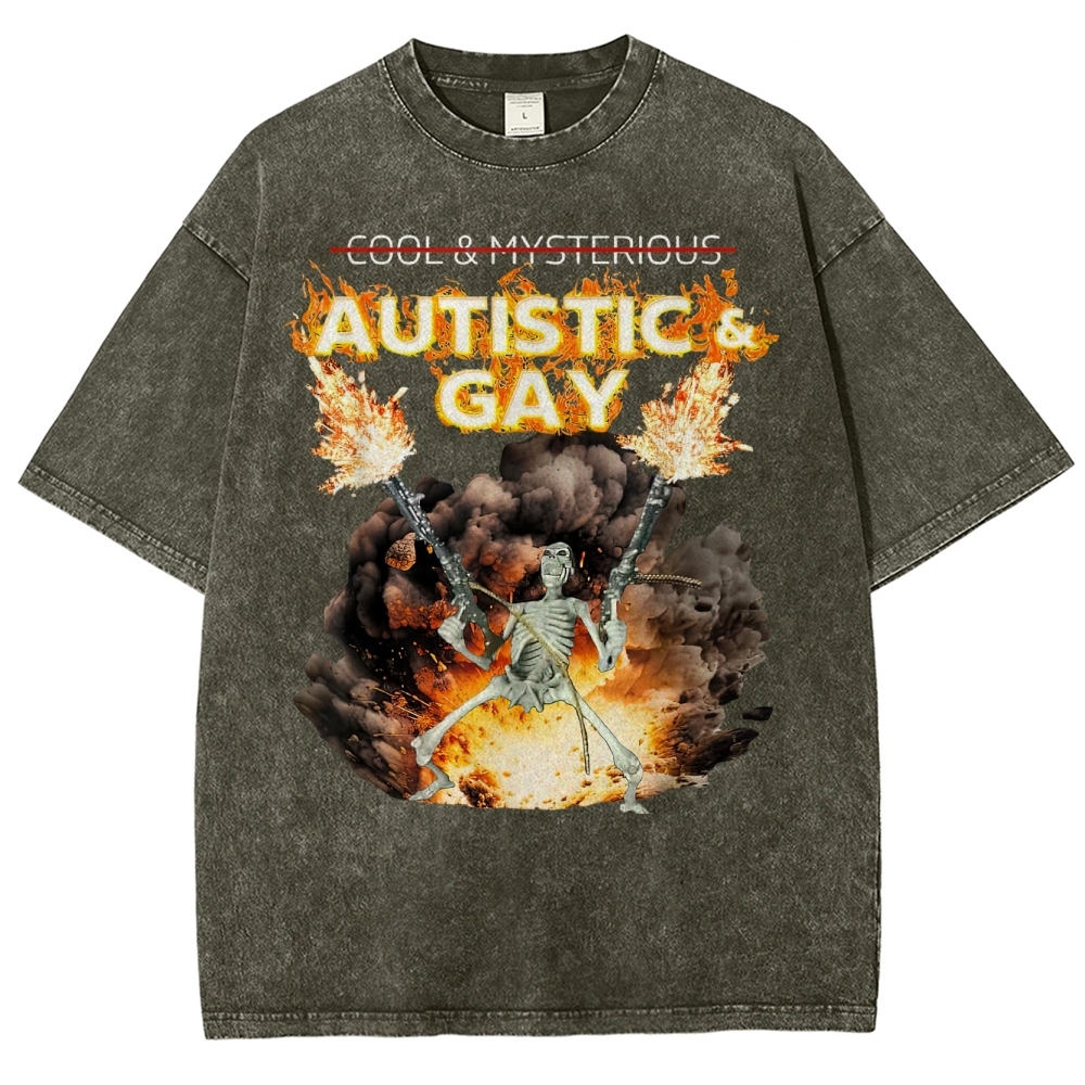 Skeleton Fire Rebellion Washed T-Shirt