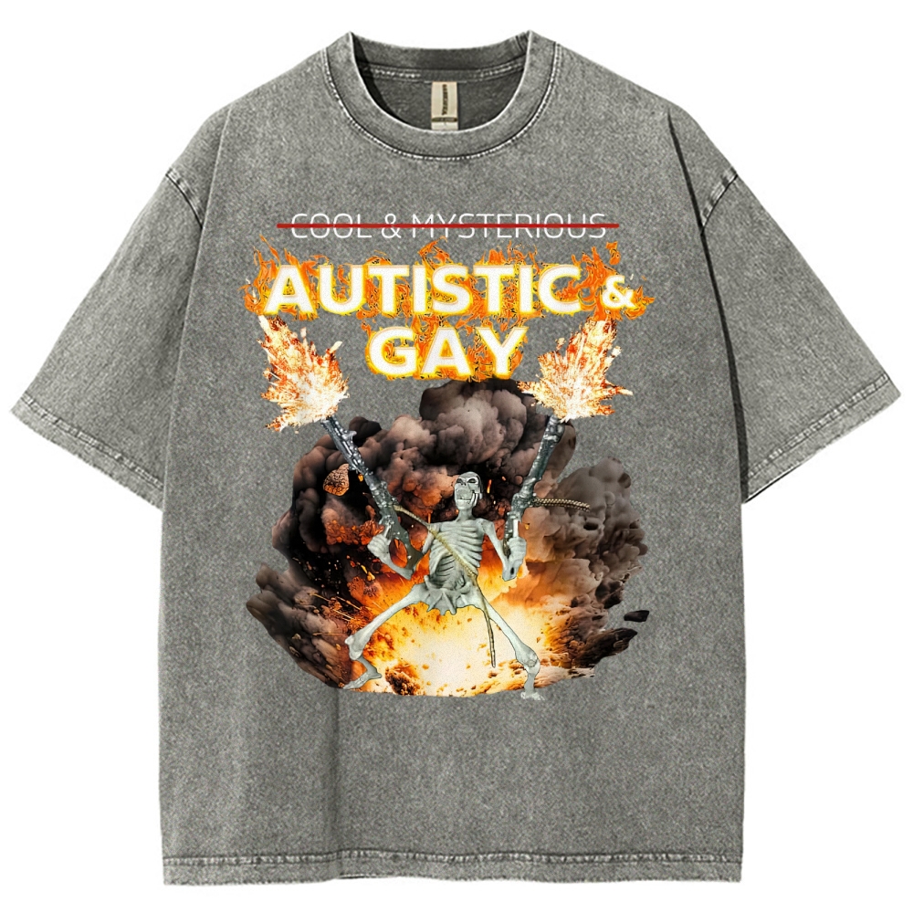 Skeleton Fire Rebellion Washed T-Shirt