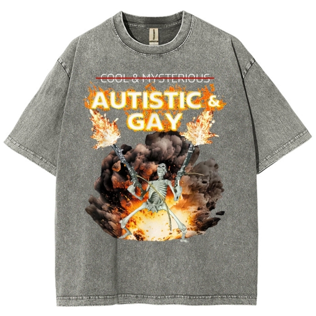 Skeleton Fire Rebellion Washed T-Shirt