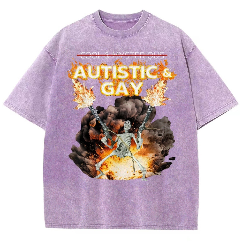 Skeleton Fire Rebellion Washed T-Shirt