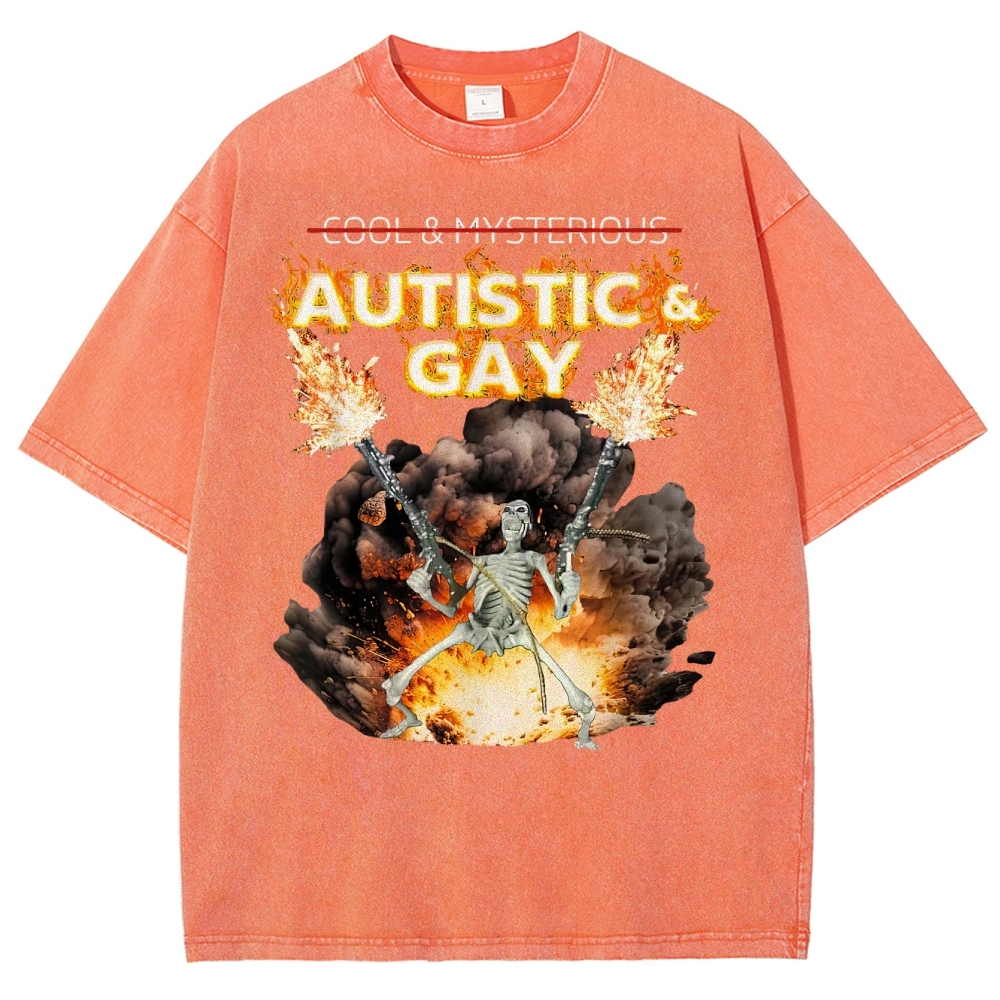 Skeleton Fire Rebellion Washed T-Shirt