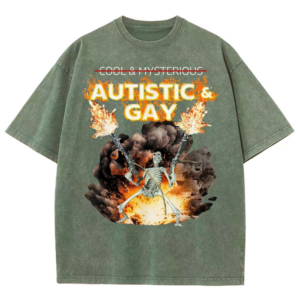 Skeleton Fire Rebellion Washed T-Shirt