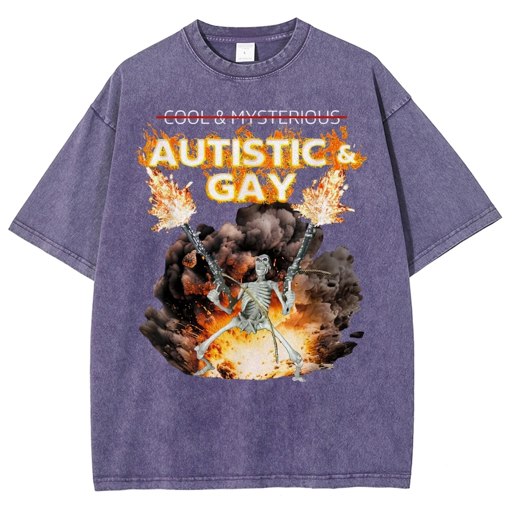 Skeleton Fire Rebellion Washed T-Shirt