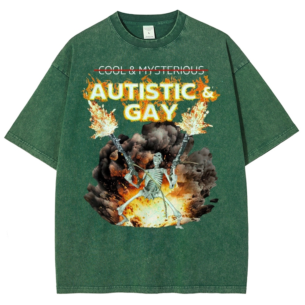 Skeleton Fire Rebellion Washed T-Shirt