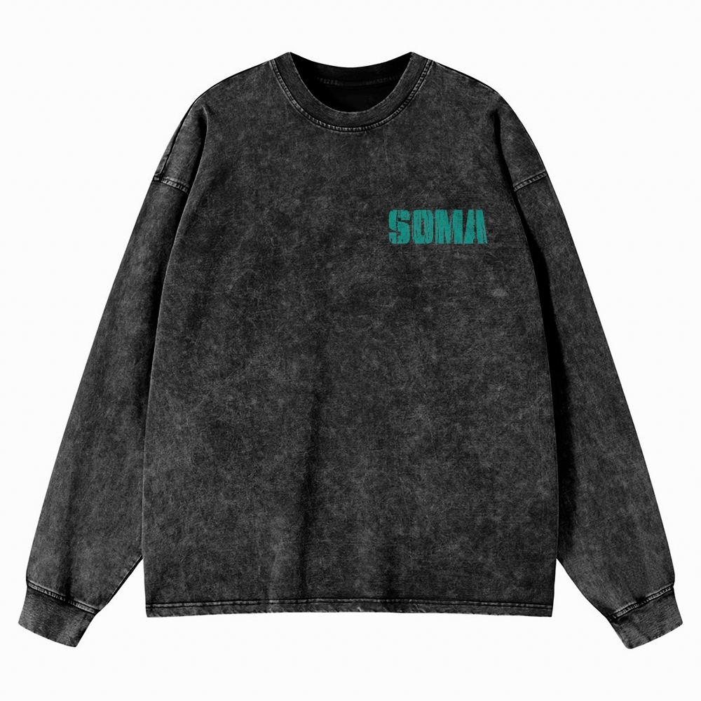 SOMA Sci - Fi Horror Graphic Washed T-Shirt Washed Long-Sleeved T-Shirt