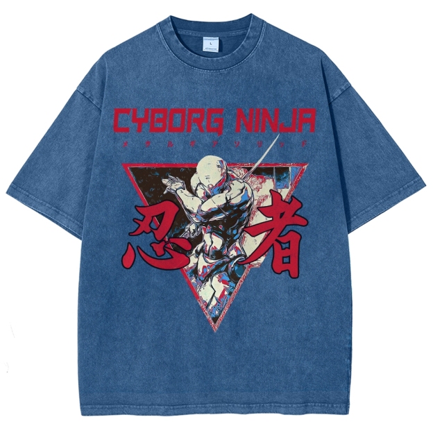 Cyborg Ninja Unisex Washed T-Shirt 