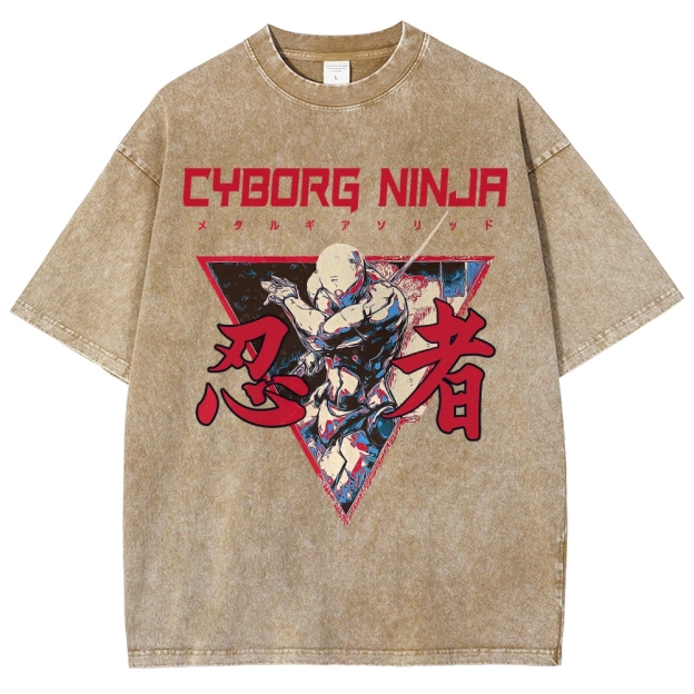 Cyborg Ninja Unisex Washed T-Shirt 