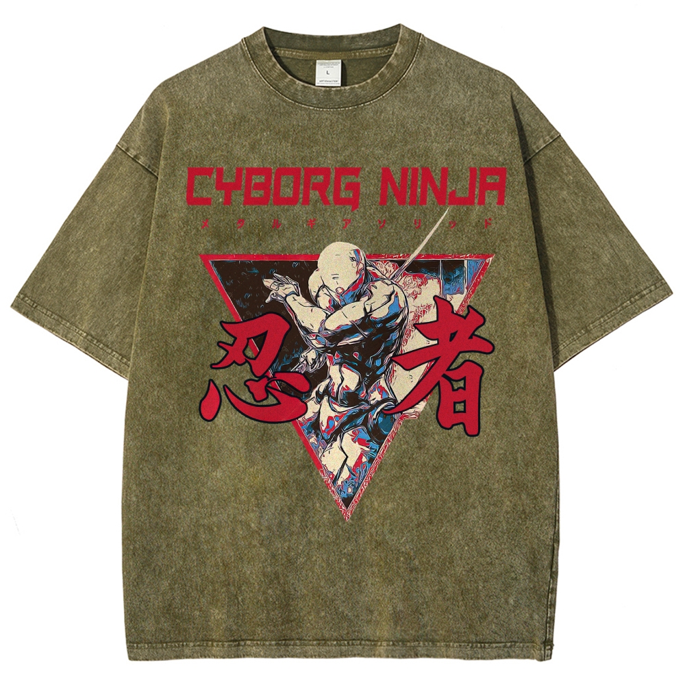 Cyborg Ninja Unisex Washed T-Shirt 
