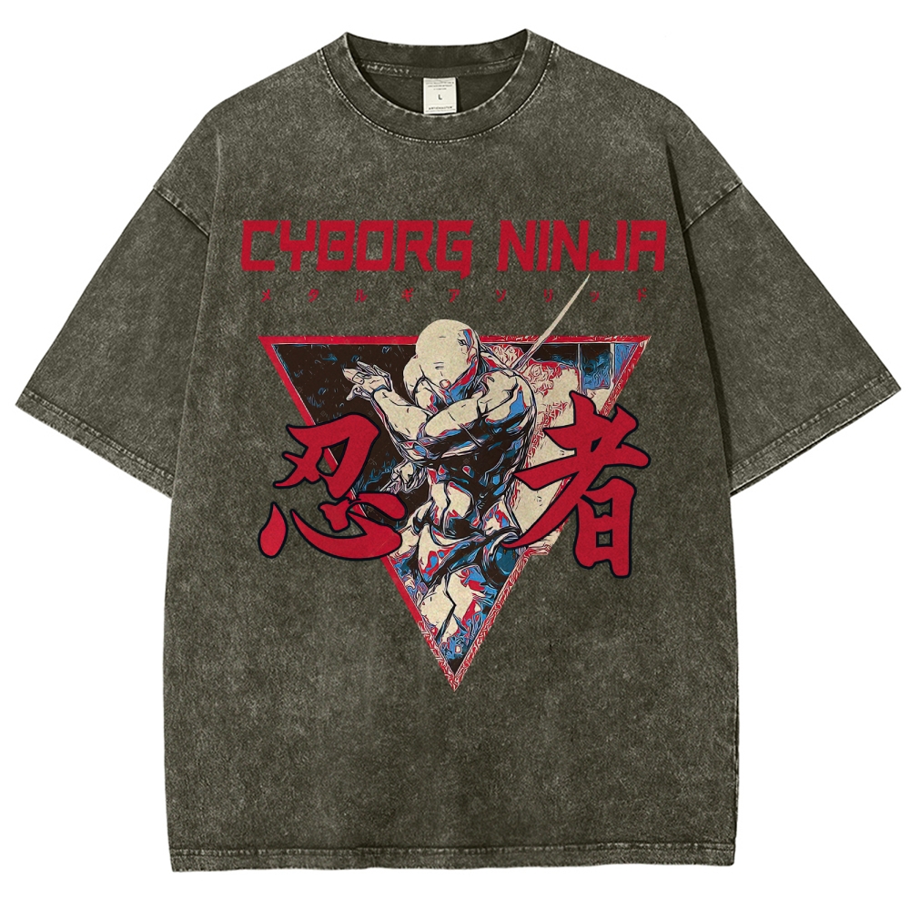 Cyborg Ninja Unisex Washed T-Shirt 