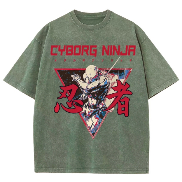 Cyborg Ninja Unisex Washed T-Shirt 