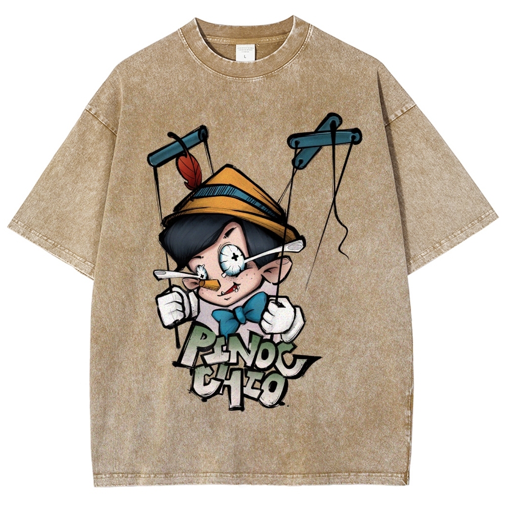 Pinocchio Puppet Graphic Washed T-Shirt