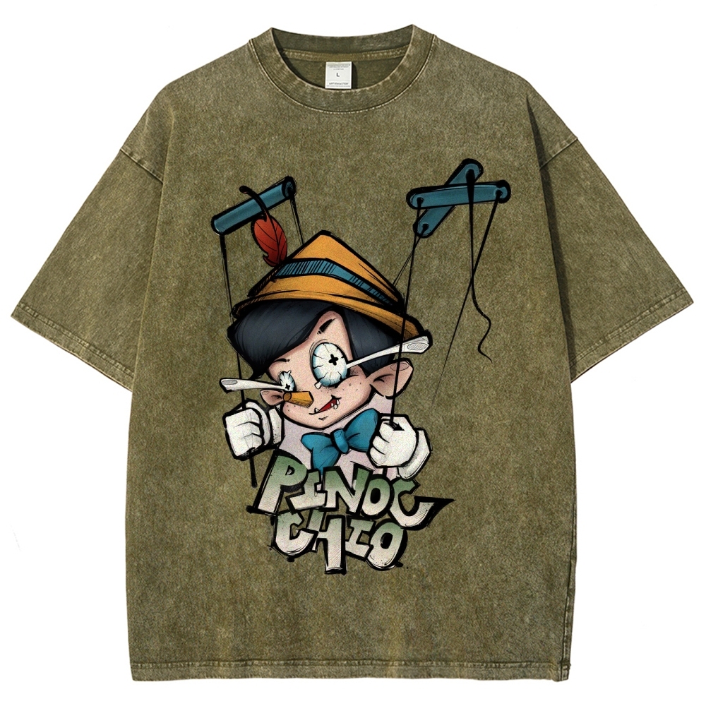 Pinocchio Puppet Graphic Washed T-Shirt