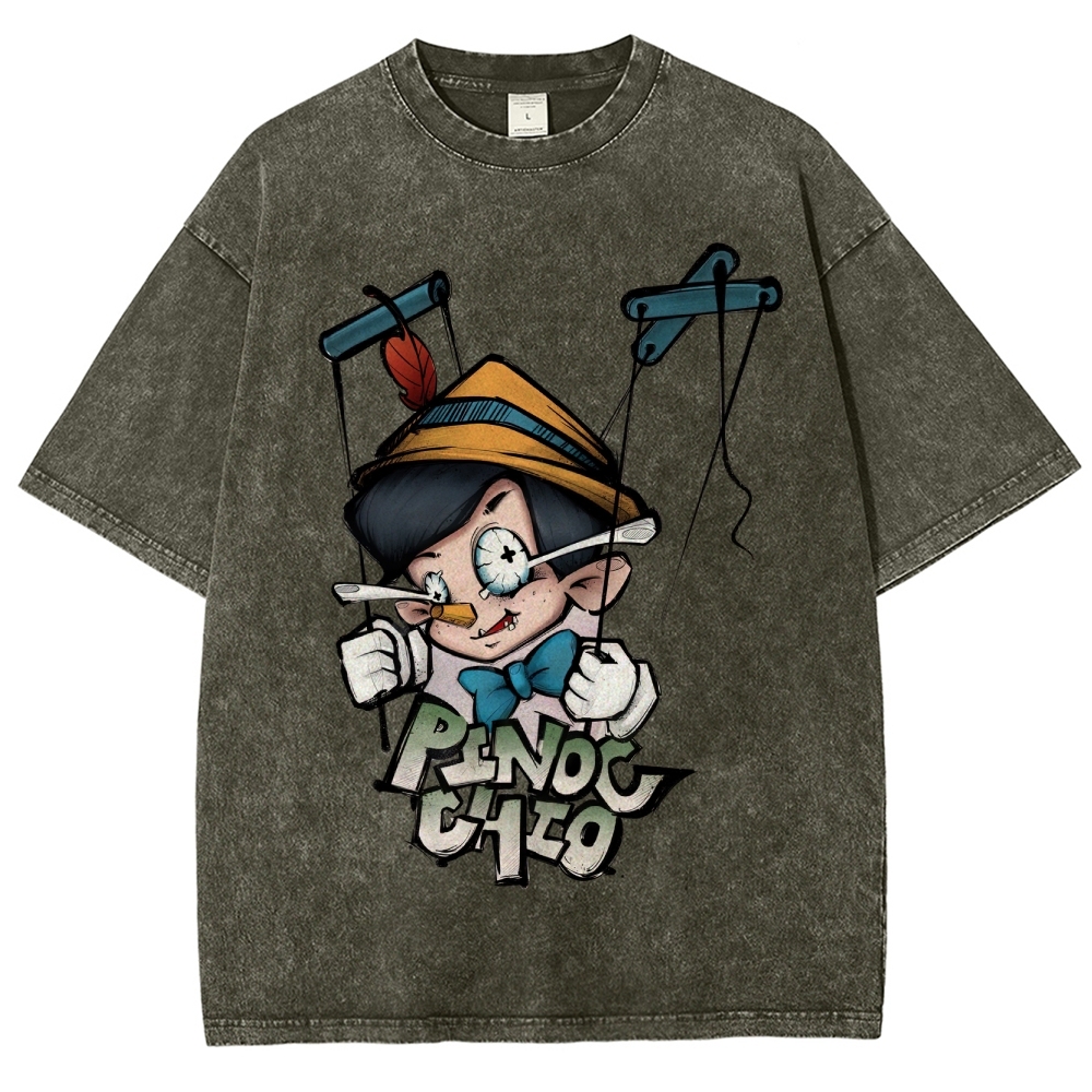 Pinocchio Puppet Graphic Washed T-Shirt
