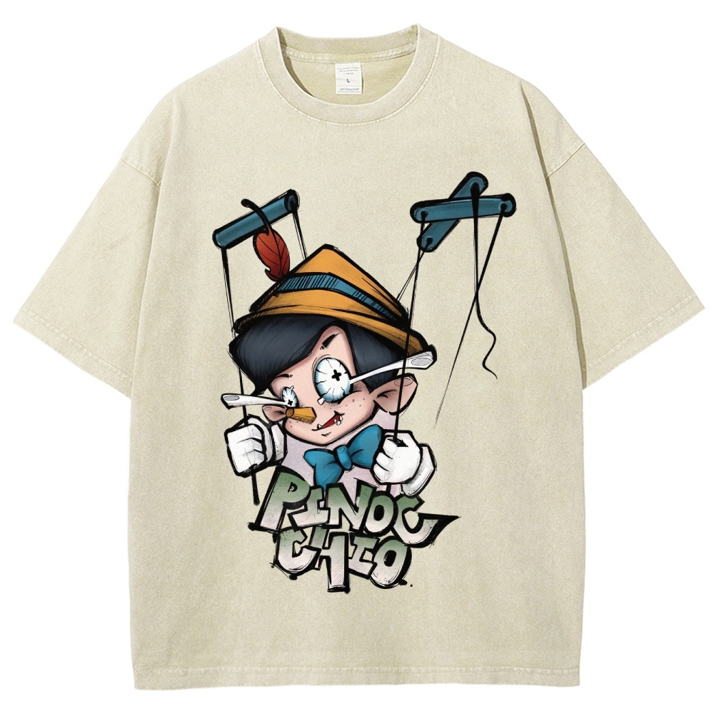 Pinocchio Puppet Graphic Washed T-Shirt