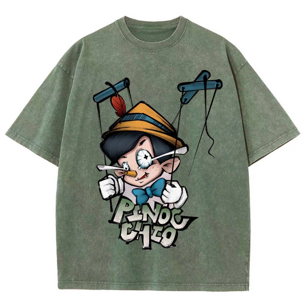 Pinocchio Puppet Graphic Washed T-Shirt