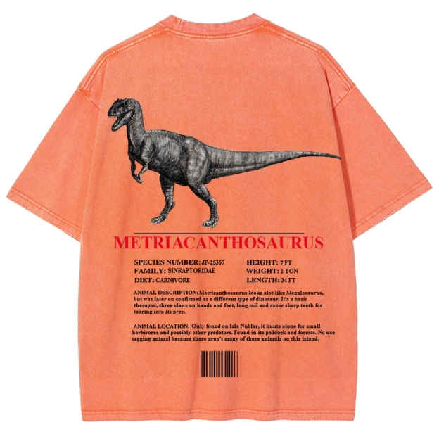 Metricanthosaurus Dinosaur Field Guide Graphic Washed T-Shirt