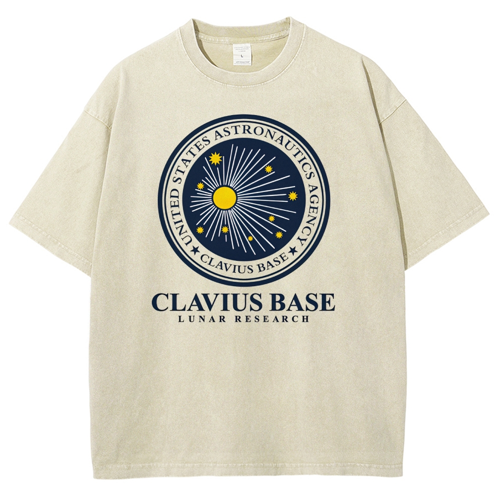 Clavius Base Lunar Research Emblem Washed T-Shirt