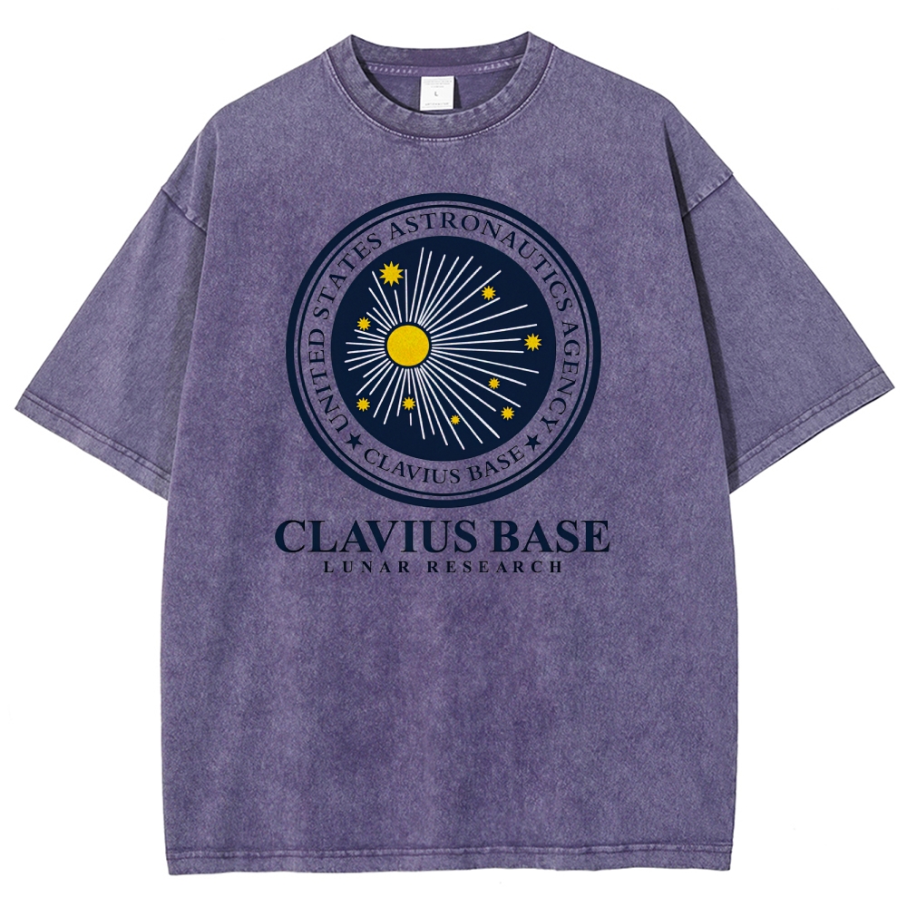 Clavius Base Lunar Research Emblem Washed T-Shirt