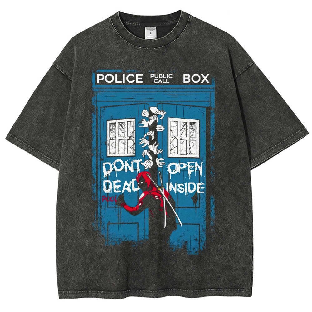 Police Box 'Don't Open' Graphic Washed T-Shirt