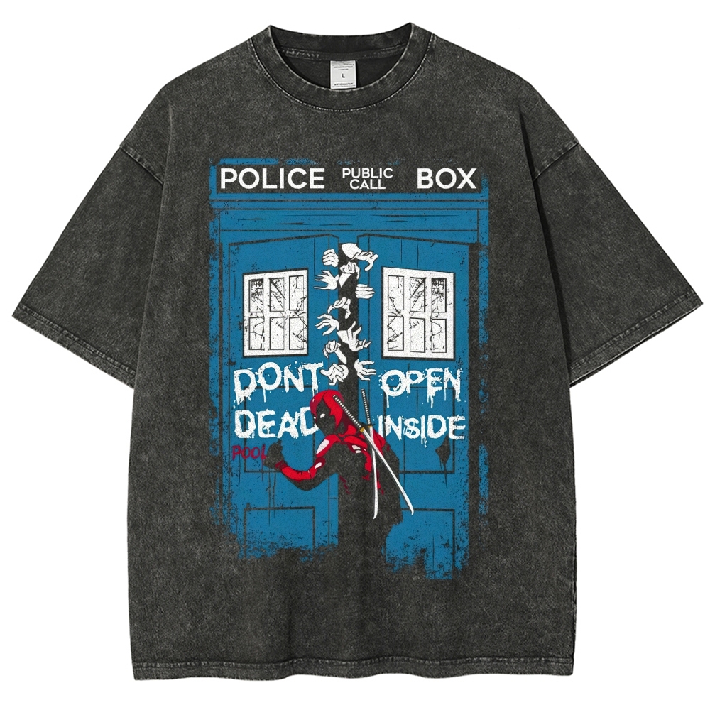 Police Box 'Don't Open' Graphic Washed T-Shirt