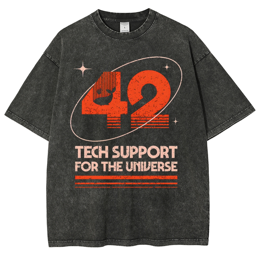 42 Universe Tech Support Graphic Washed T-Shirt