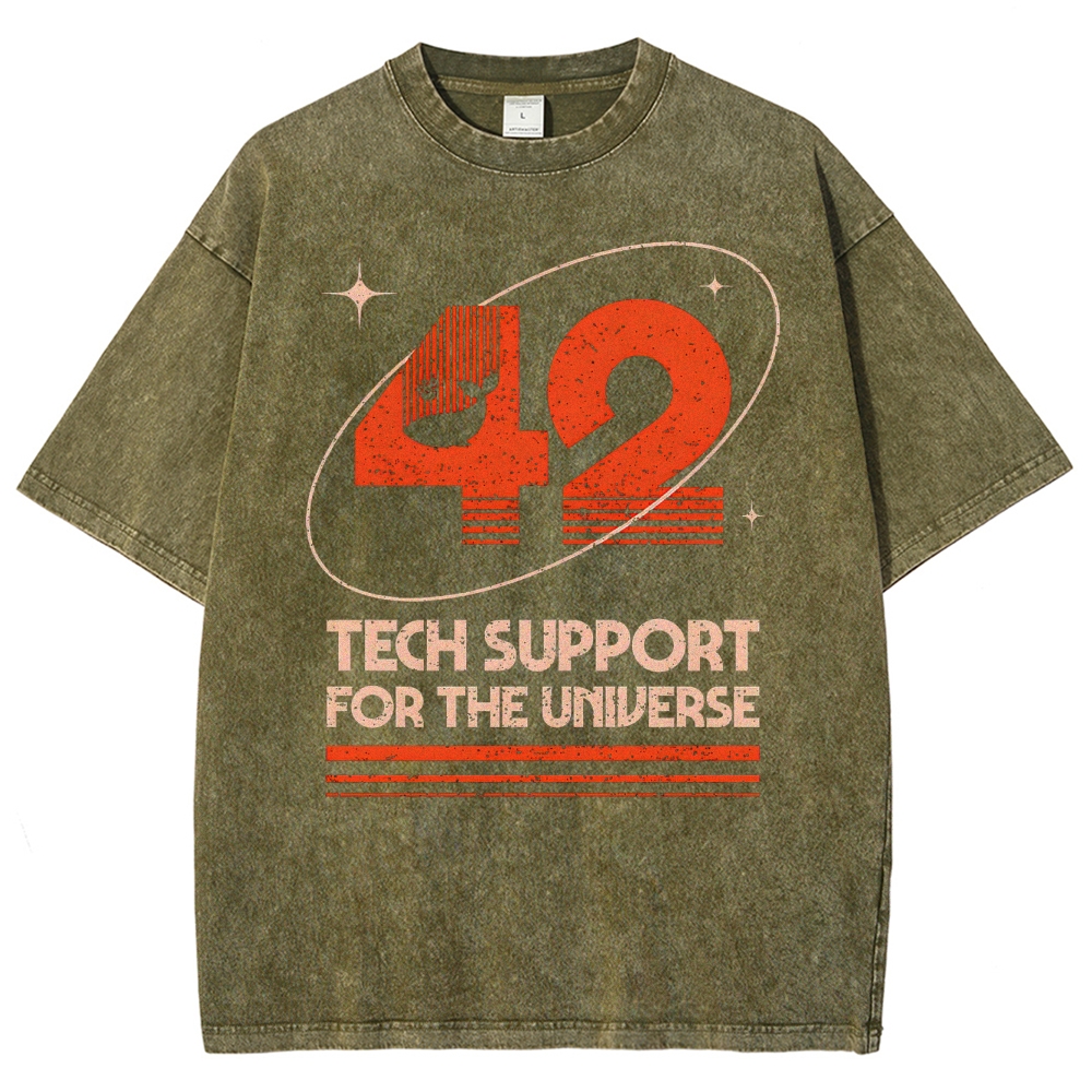 42 Universe Tech Support Graphic Washed T-Shirt