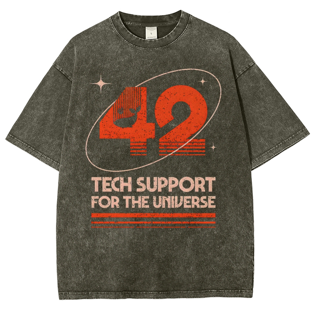 42 Universe Tech Support Graphic Washed T-Shirt