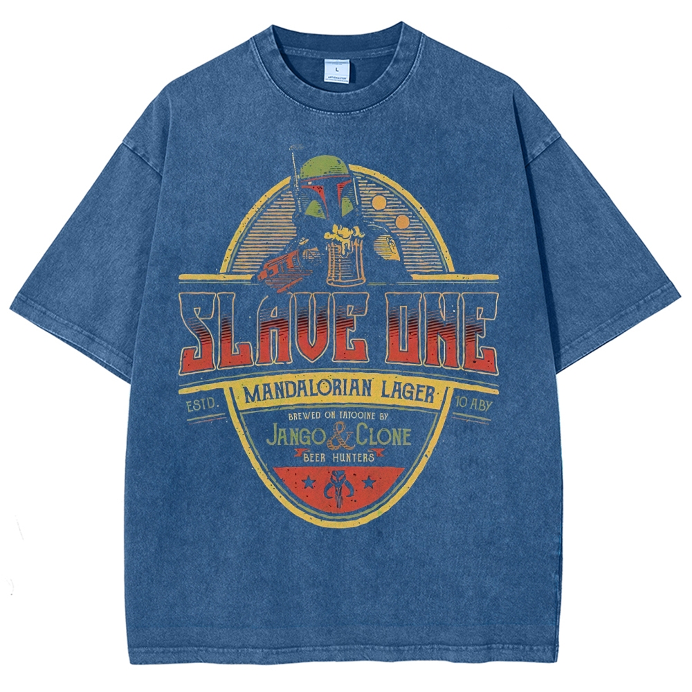 Slave One Mandalorian Lager Emblem Washed T-Shirt