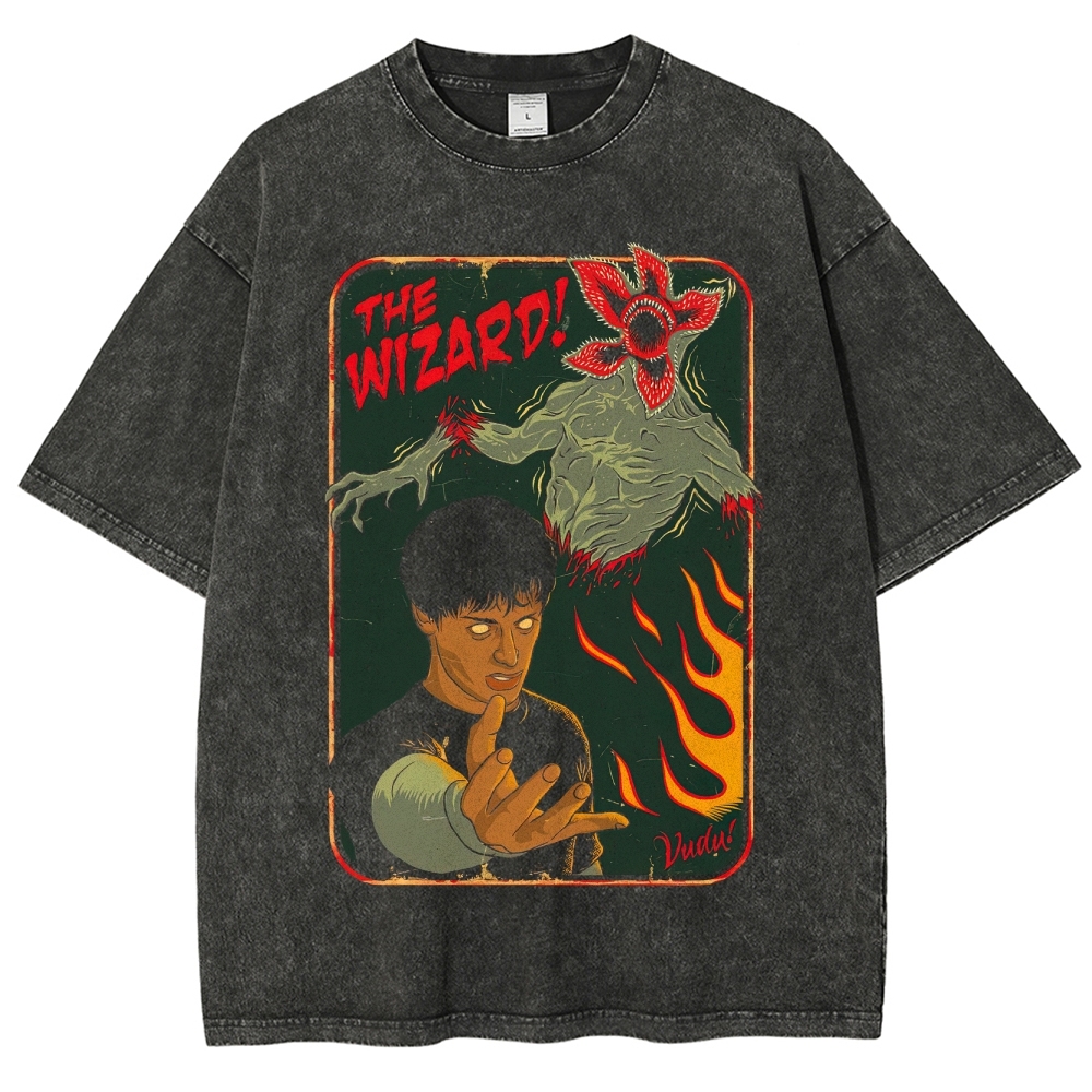 The Wizard! Vintage Horror Graphic Washed T-Shirt