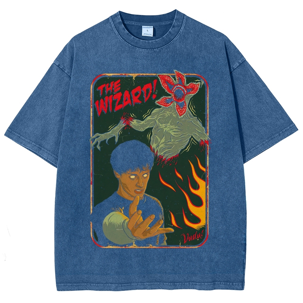 The Wizard! Vintage Horror Graphic Washed T-Shirt