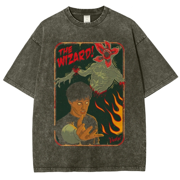 The Wizard! Vintage Horror Graphic Washed T-Shirt