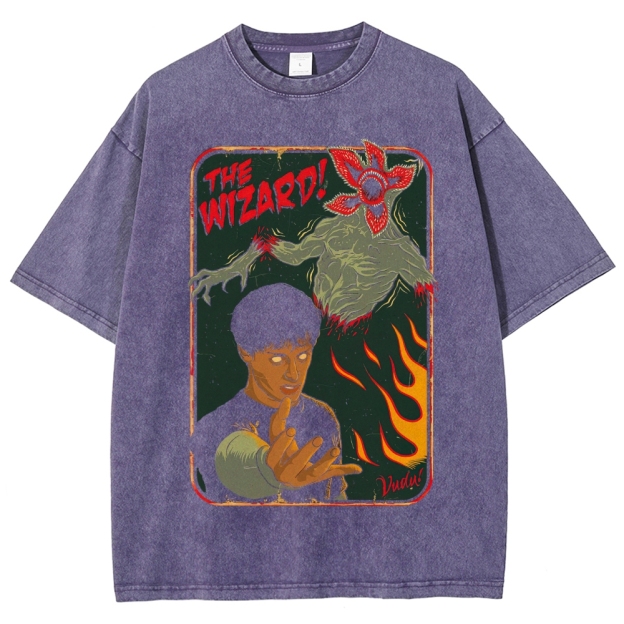 The Wizard! Vintage Horror Graphic Washed T-Shirt