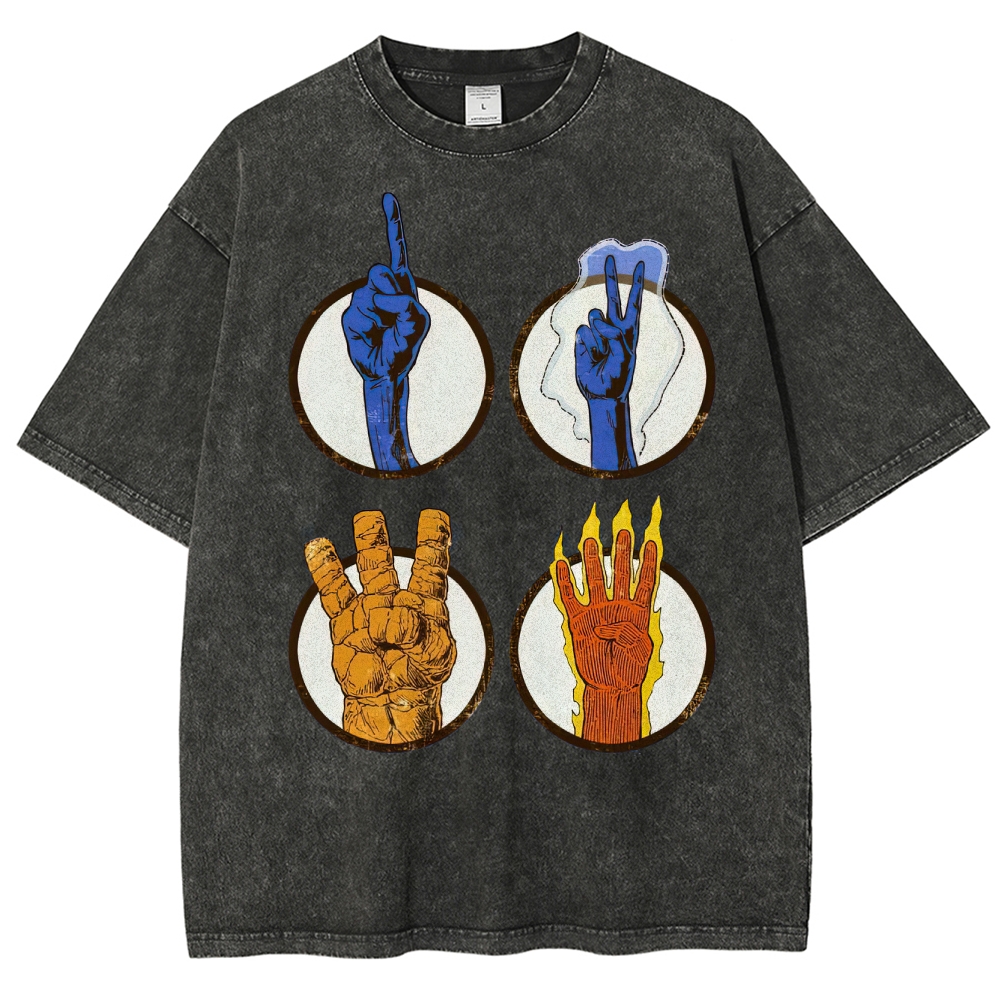 Elemental Hand Signs Graphic Washed T-Shirt