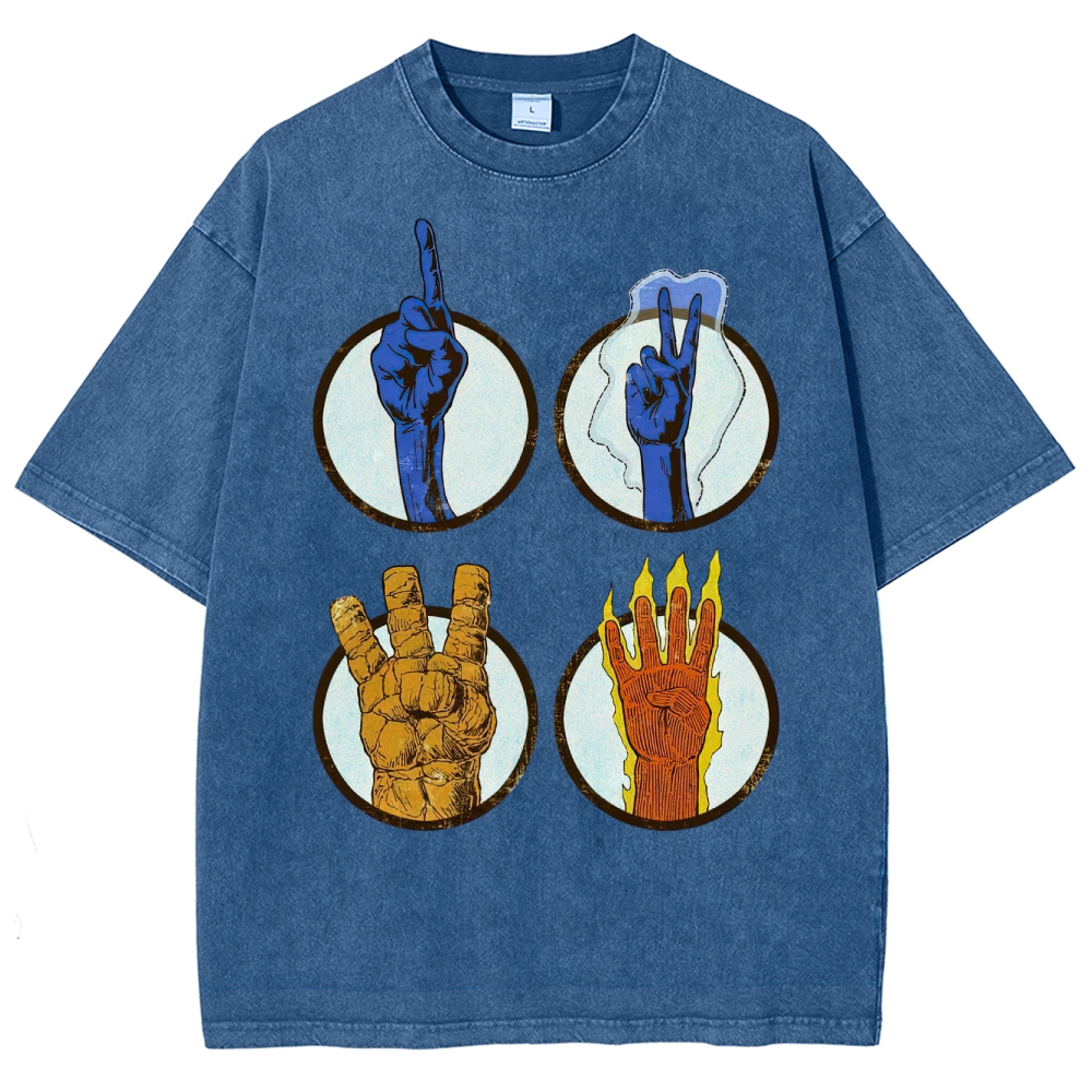 Elemental Hand Signs Graphic Washed T-Shirt