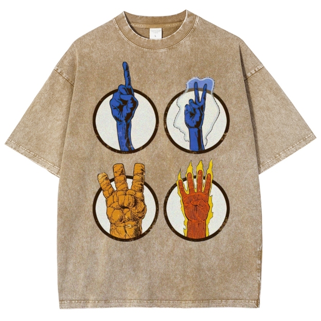 Elemental Hand Signs Graphic Washed T-Shirt