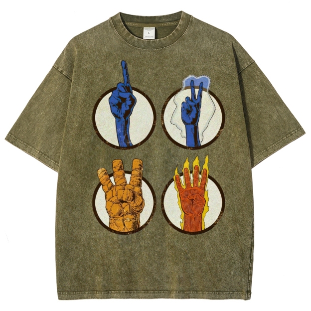 Elemental Hand Signs Graphic Washed T-Shirt