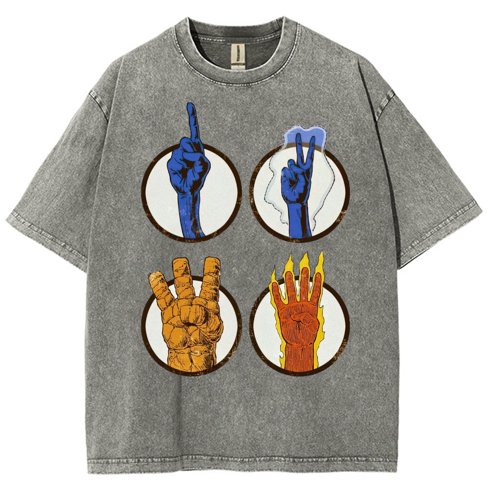 Elemental Hand Signs Graphic Washed T-Shirt