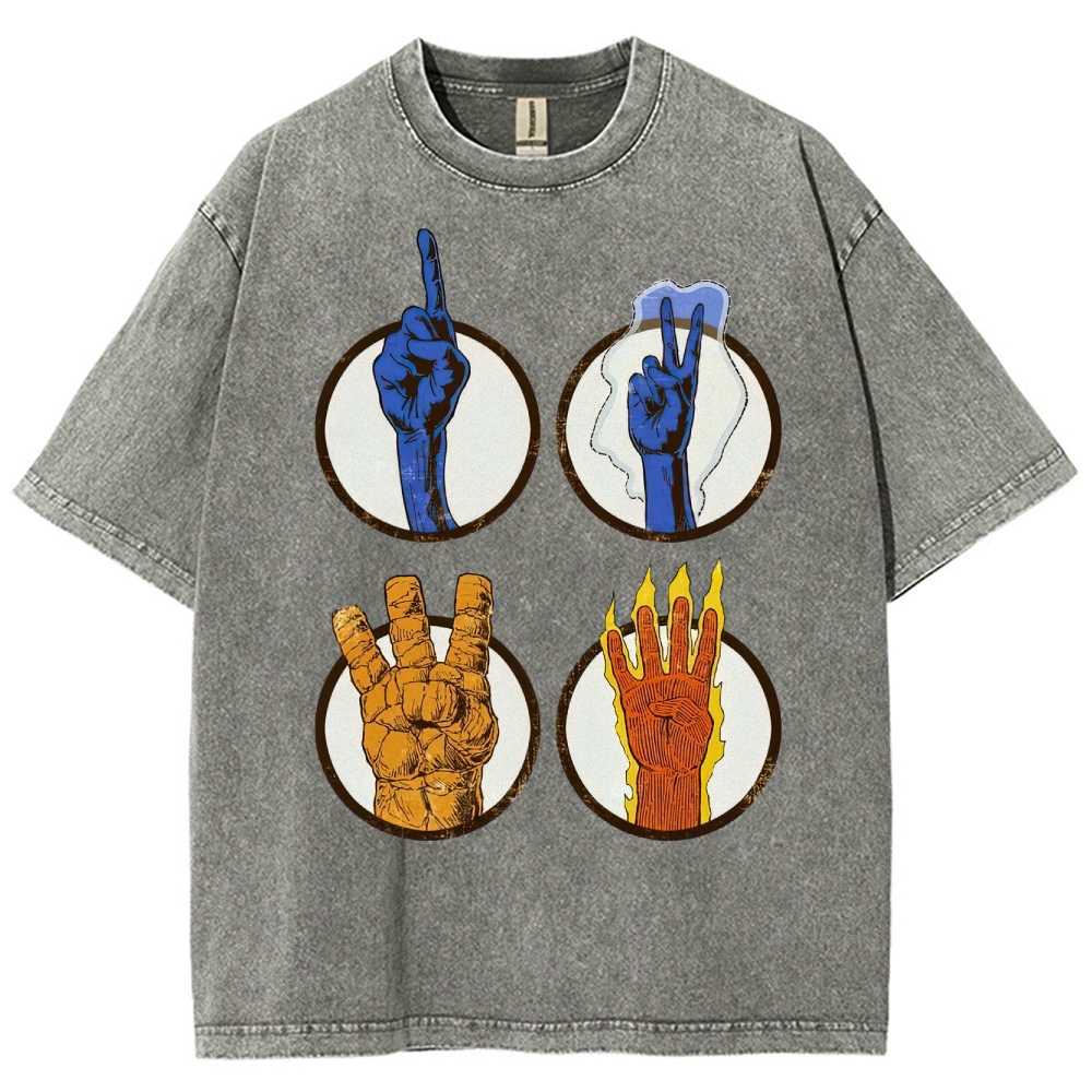 Elemental Hand Signs Graphic Washed T-Shirt