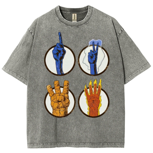 Elemental Hand Signs Graphic Washed T-Shirt